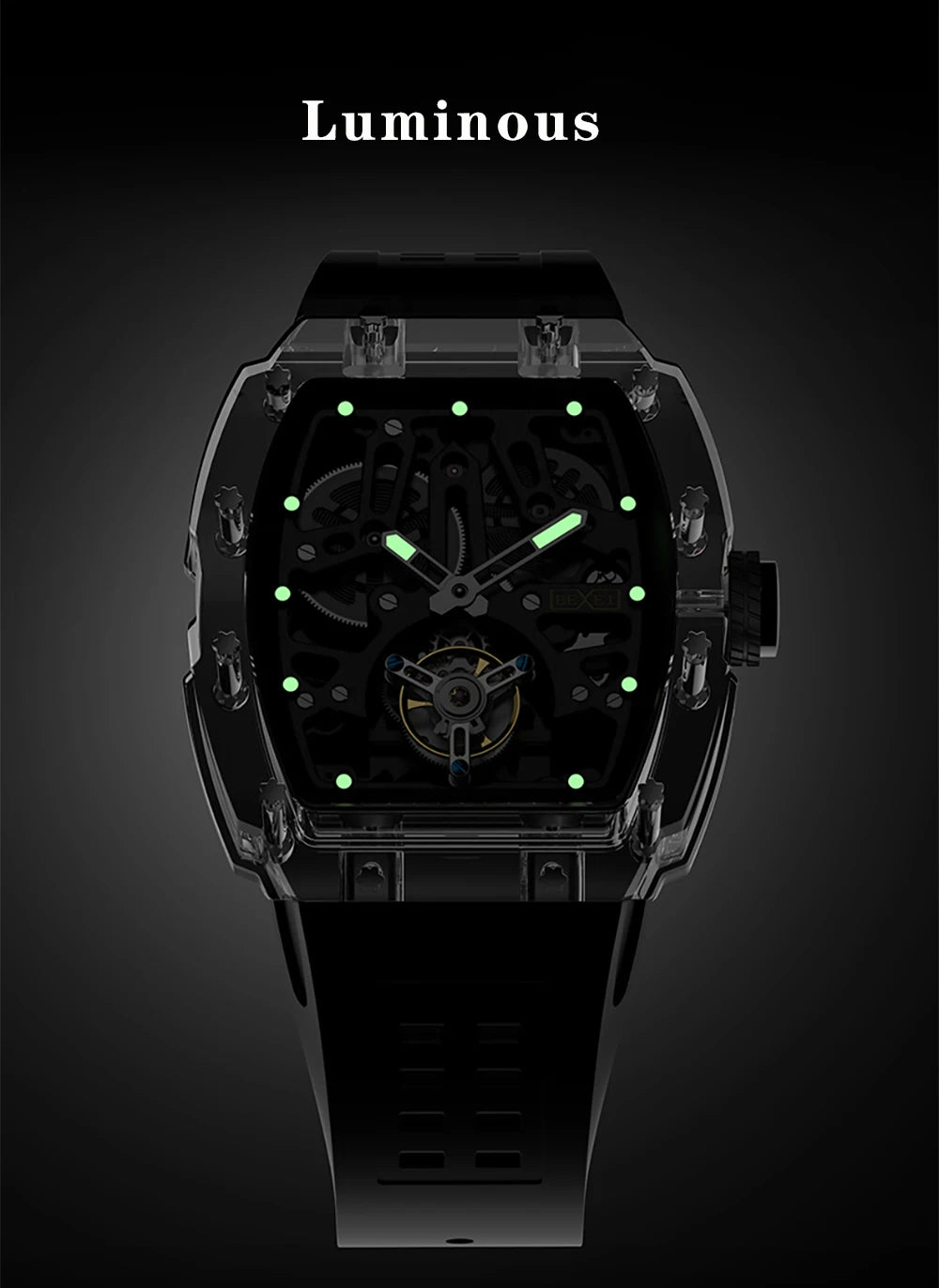 BEXEI K9 Sapphire Crystal Flying Tourbillon Man Watch Manual Skeleton Movement Men's Luxury Watch Vintage