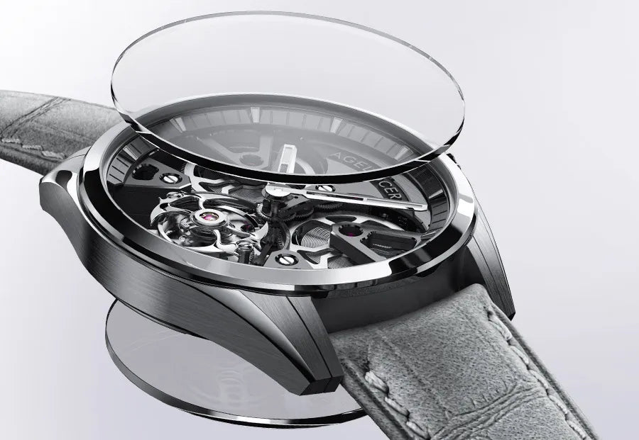 AGELOCER Free-sprung Balance Manta Tourbillon Watch Gold Watch Men's Luxury Skeleton Manual Mechanical Watch Gifts for Men