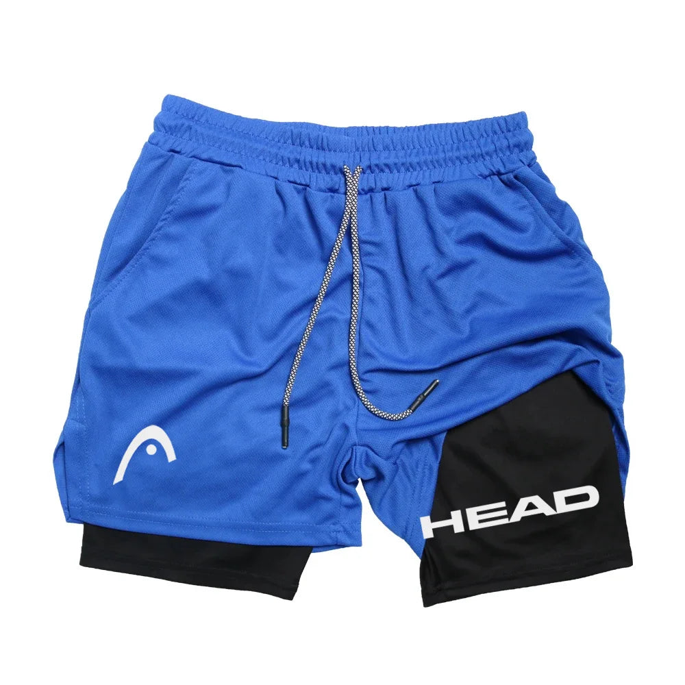 Anime Berserk Head Running Shorts Men Fitness Gym Training 2 in 1 Sports Quick Dry Workout Jogging Double Deck Summer