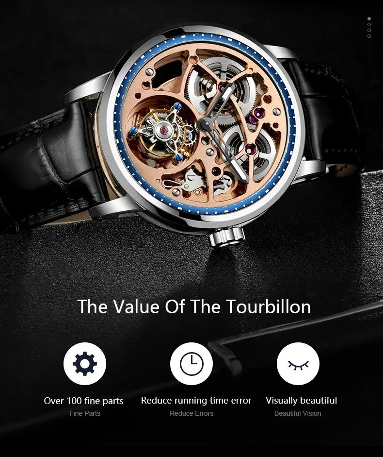 Haofa Skeleton Automatic Tourbillon Movement Men Watches 1931 Sapphire Tourbillon Mechanical Business Luxury Man Watch Hollow
