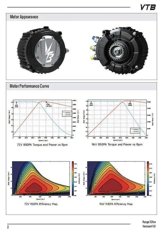 VTB RYUGA MOTOR RGA-52KW For Light Bee, V1+, Rerode R1, Talaria X3, Eride Pro SS 2.0/3.0, E-ride Pro SR, 79 BIKE Falcon