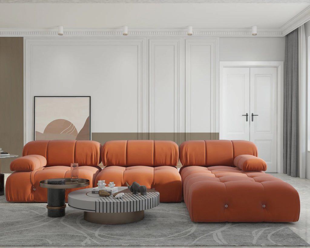 Sdorens Sectional Sofa Living Room Sofas L-Shaped Velvet Couch with Reversible Ottoman Convertible Modern Design Couch Sofa