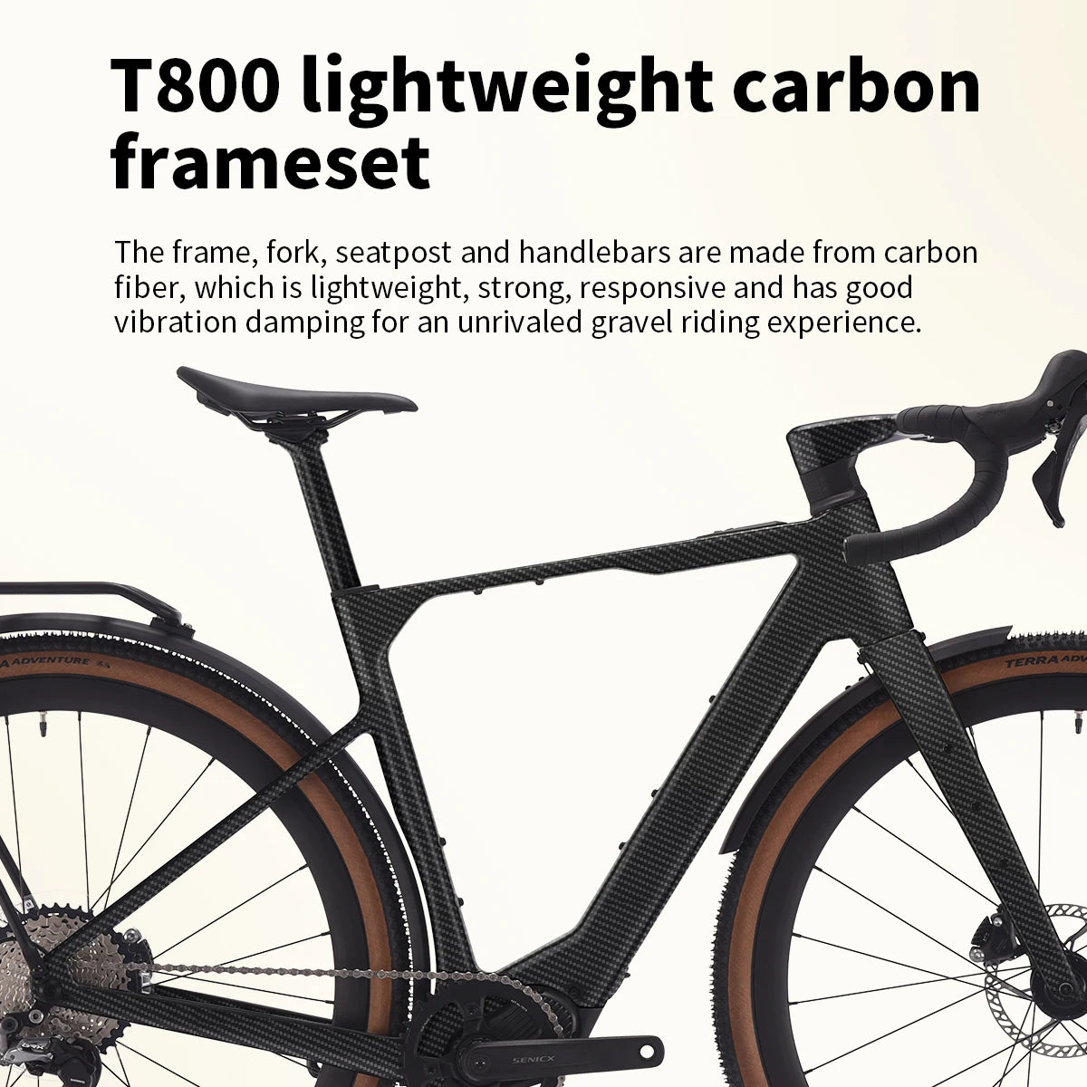 SAVA E-BIKE Carbon Fiber Gravel Electric Assist Bicycle, equipped with SHIMAN0 GRX ST-RX600 groupset