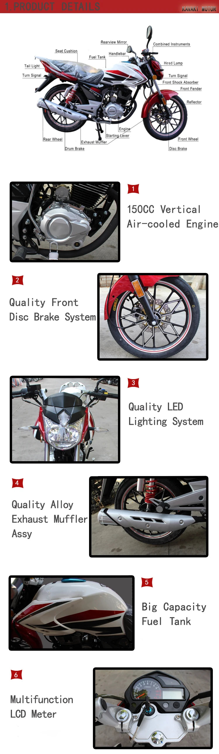 Motorcycles 150cc 4 Stroke Gas Powered Adult Mini Bike Electric Motorcycle Other Motorcycles for Sale