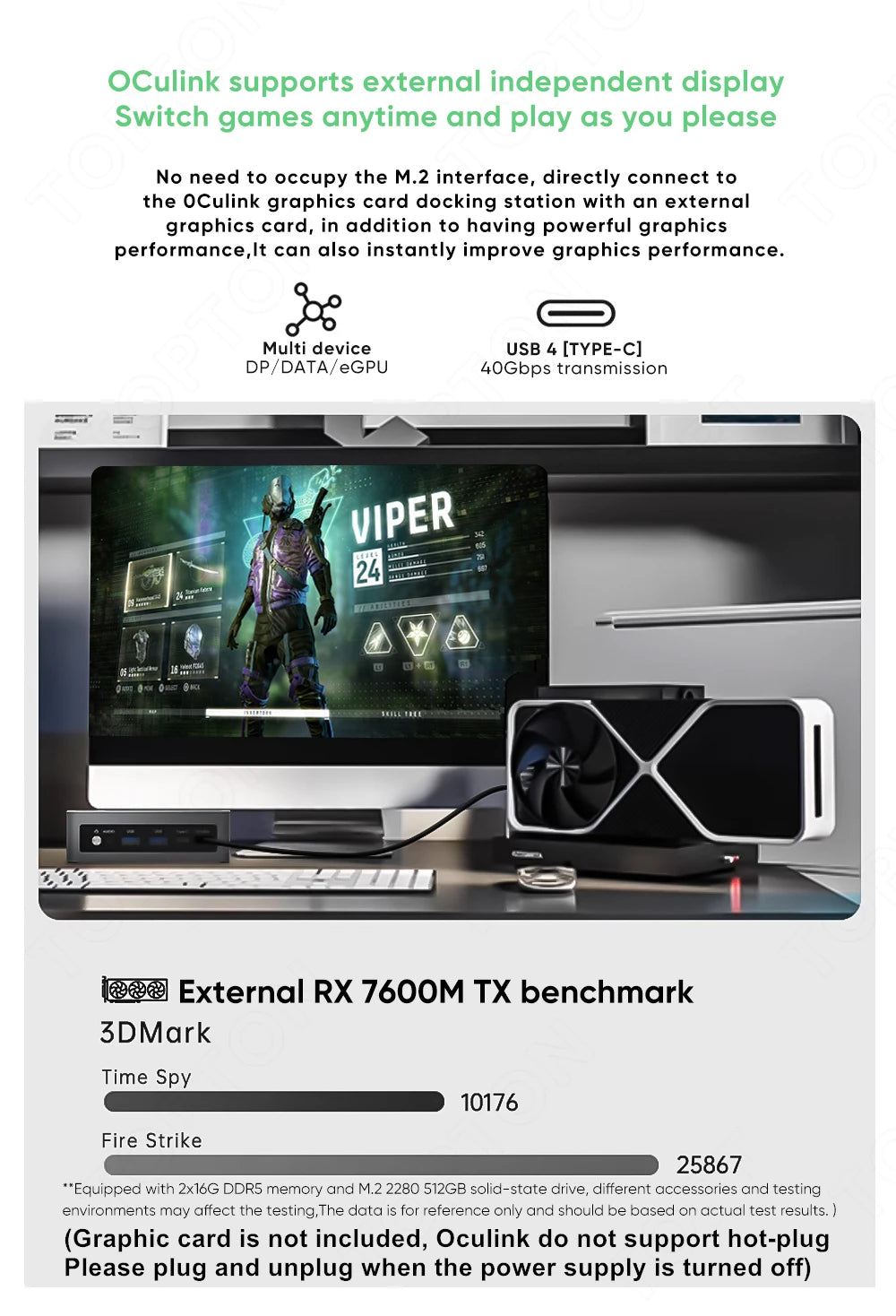 TOPC Mini PC Gaming Desktop Computer for Ryzen AI 9 HX 370 7 H 350 OCuLink USB4 2x2.5G LAN 2xPCIe Windows 11 WiFi6E