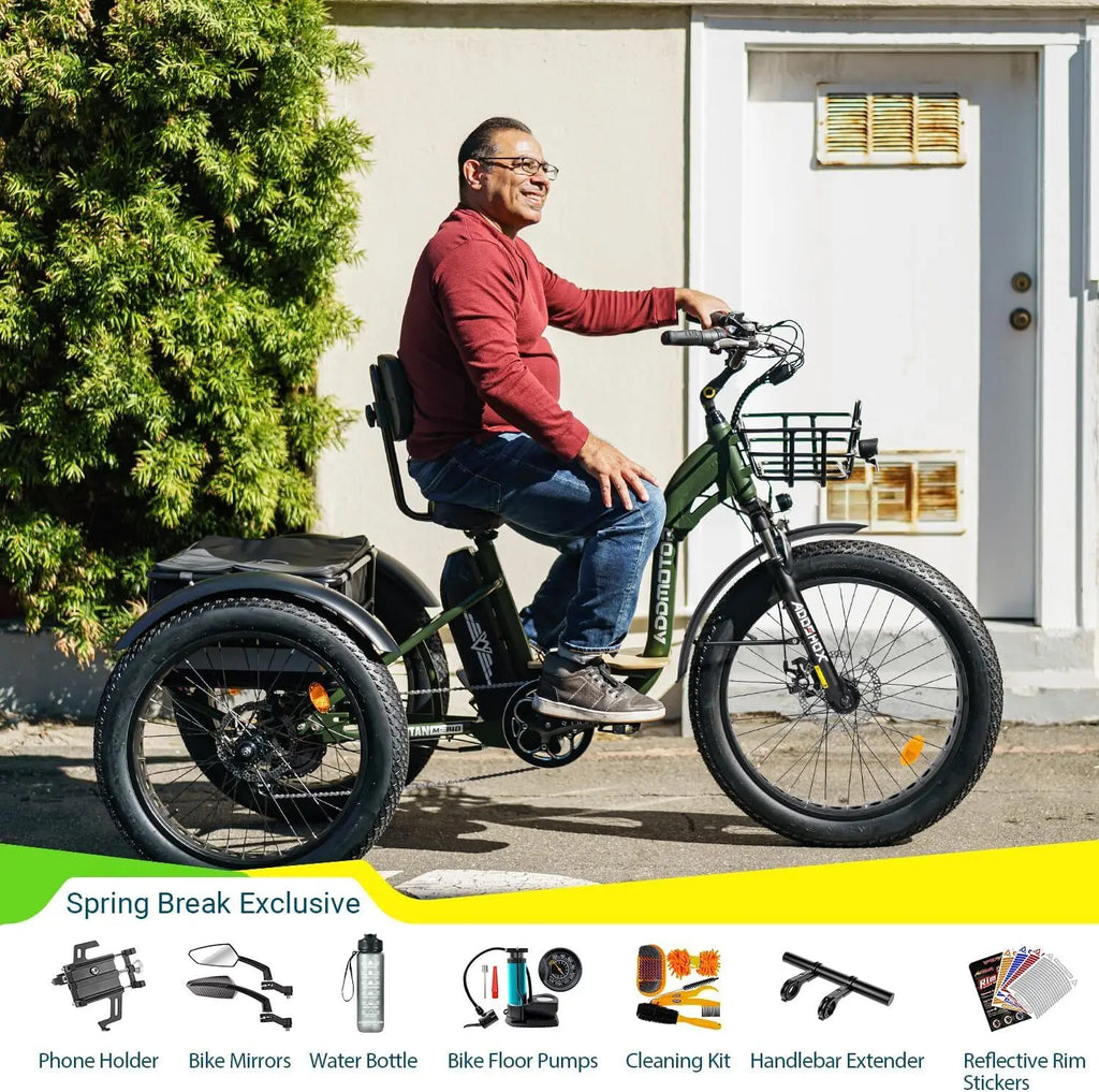Electric Trike 750W 85MI M-340Plus Step-Thru 3 Wheel E-bike For Senior