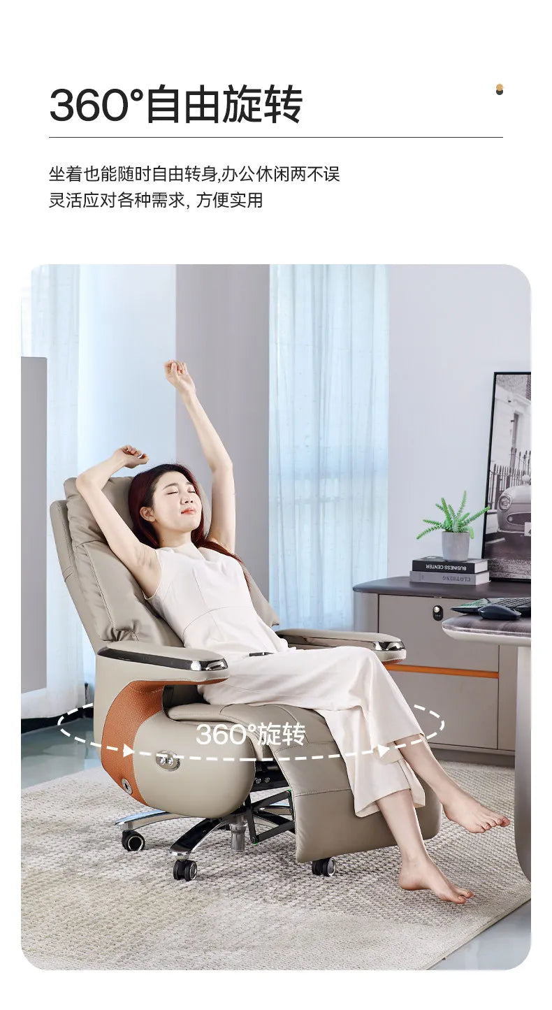 Luxury Electric Massage Executive Chair - Ergonomic Genuine Leather Gaming Office Desk Chair with Premium Design Furniture JT40