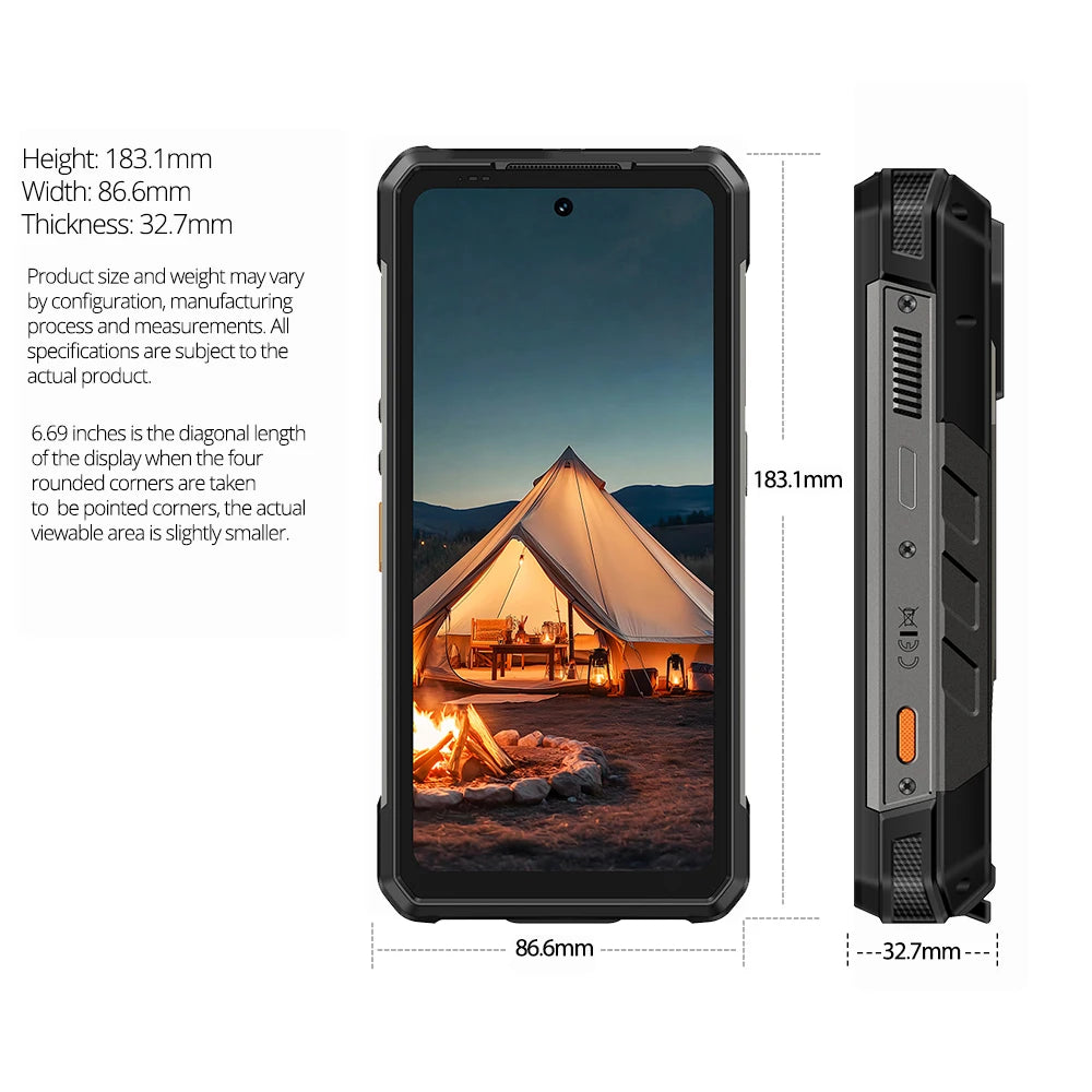 Ulefone Armor 34 Pro Plus 5G AI Rugged Phone  6.95" 25500mAh 32GB+512GB Built-in Projector 120Hz NFC Dimensity 7400X Smartphone