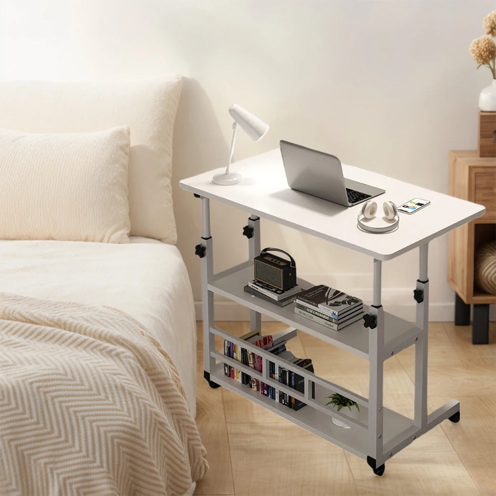 Multi-Layer Standing Desk Height Adjustable Wooden Computer Desk Workstation Work Table Bedside Table for Home Office
