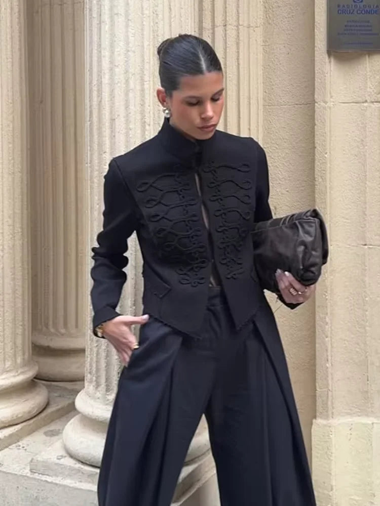 Fashion Stand Collar Military Jacket Women Casual V-neck Full Sleeve Single Breasted Short Jackets 2026 Lady Spring Commute Coat