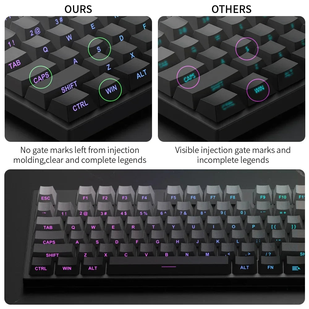 2025 New Original Daylight Cherry Keycaps PBT Translucent Gradient Color Side Engraving Personalized for MX Mechanical Keyboards
