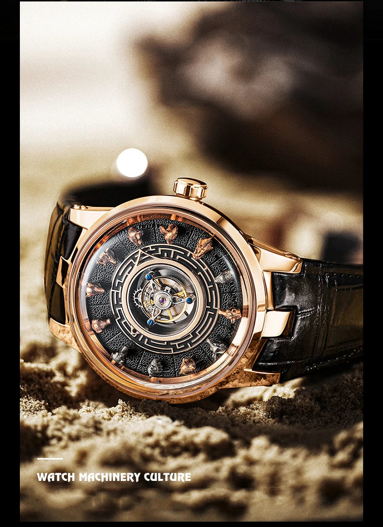 Haofa 2000 Center Tourbillon Movement Man Watch Luxury Sapphire Zodiac Tourbillon Mechanical Mens Watches Limited Edition