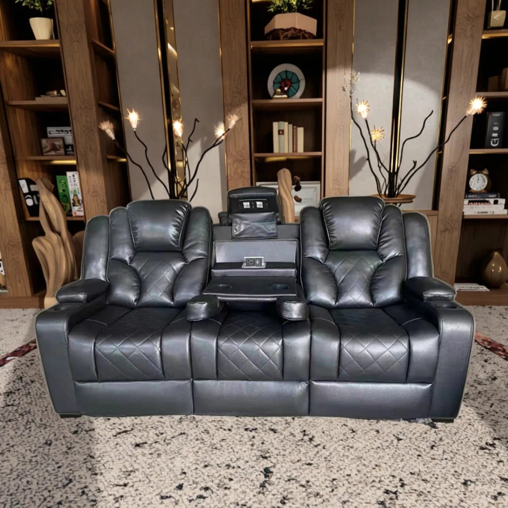 sofas modernos smart Living Room sofas home Furniture set Electric Recliner Sofa Set with usb Power led Leather sectional couch