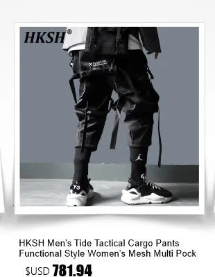 HKSH Men New RO High Street Double Line Zipper Cotton Jeans Casual Long Denim Flare Pants Personalized Streetwear Fashion HK3908
