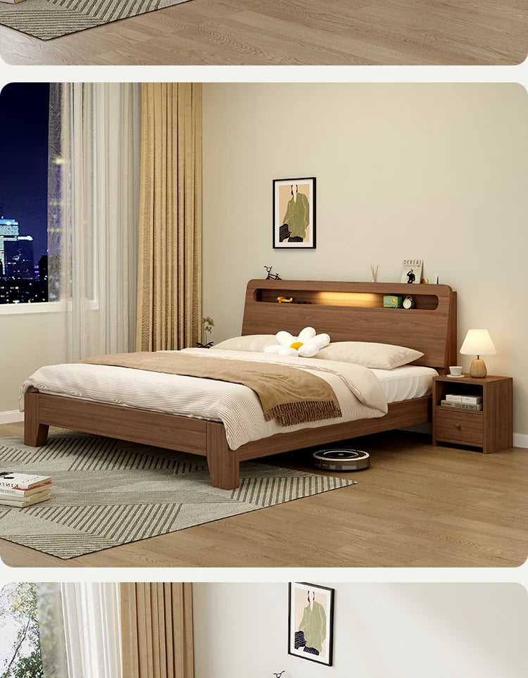 Nordic Luxury Bed Frames Wood High End King Size Low Price Double Bed Frames Headboard Lit Deux Place Furniture For Bedroom