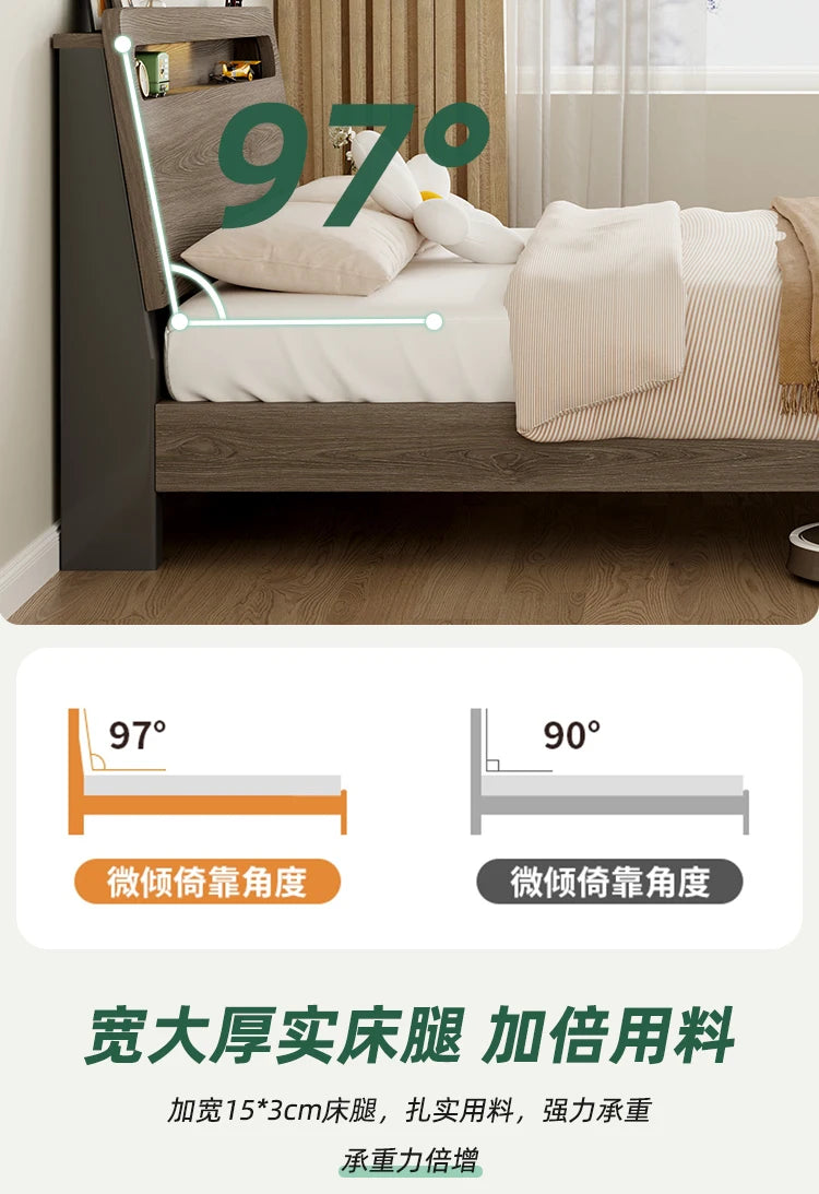 Nordic Luxury Bed Frames Wood High End King Size Low Price Double Bed Frames Headboard Lit Deux Place Furniture For Bedroom
