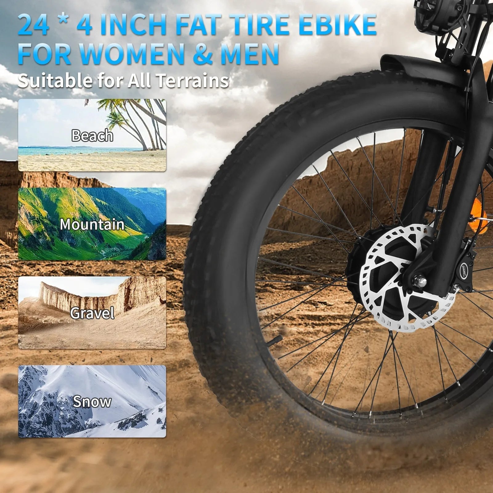 New 24" Electric  Bike 3000W Peak E-Bike 52V 25AH Bicycle  55KM/h FatTyre