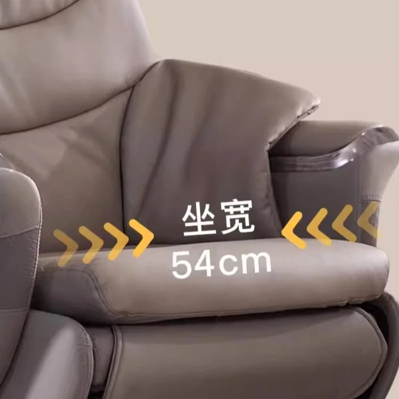 Premium Genuine Leather Executive Office Chair - Electric Massage Gaming Chair with Ergonomic Support for Home and Office JT40