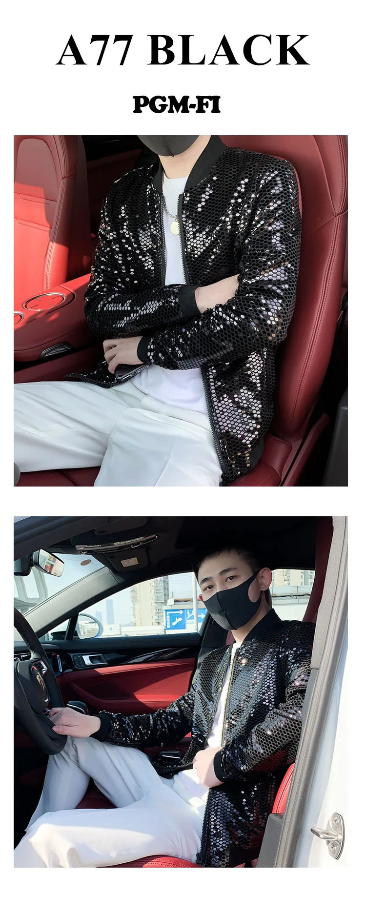 Y2K Men's Streetwear Night Club Stage Thin Motorcycle Jackets Fashion Men Hip Hop Sequined Bombers Jacket Coat Fashion Clothing
