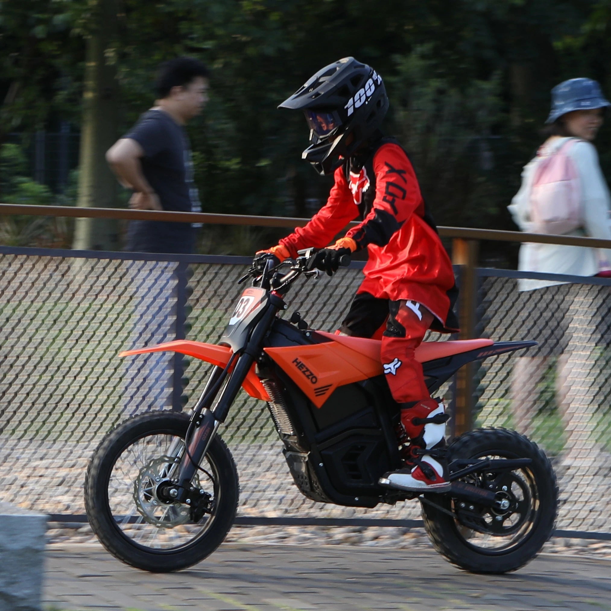HEZZO D3 60V 3500W Electric Dirt Bike For Teens - 50MPH With Hydraulic Brake Vibrant Orange High Performance Motocross E-Bike