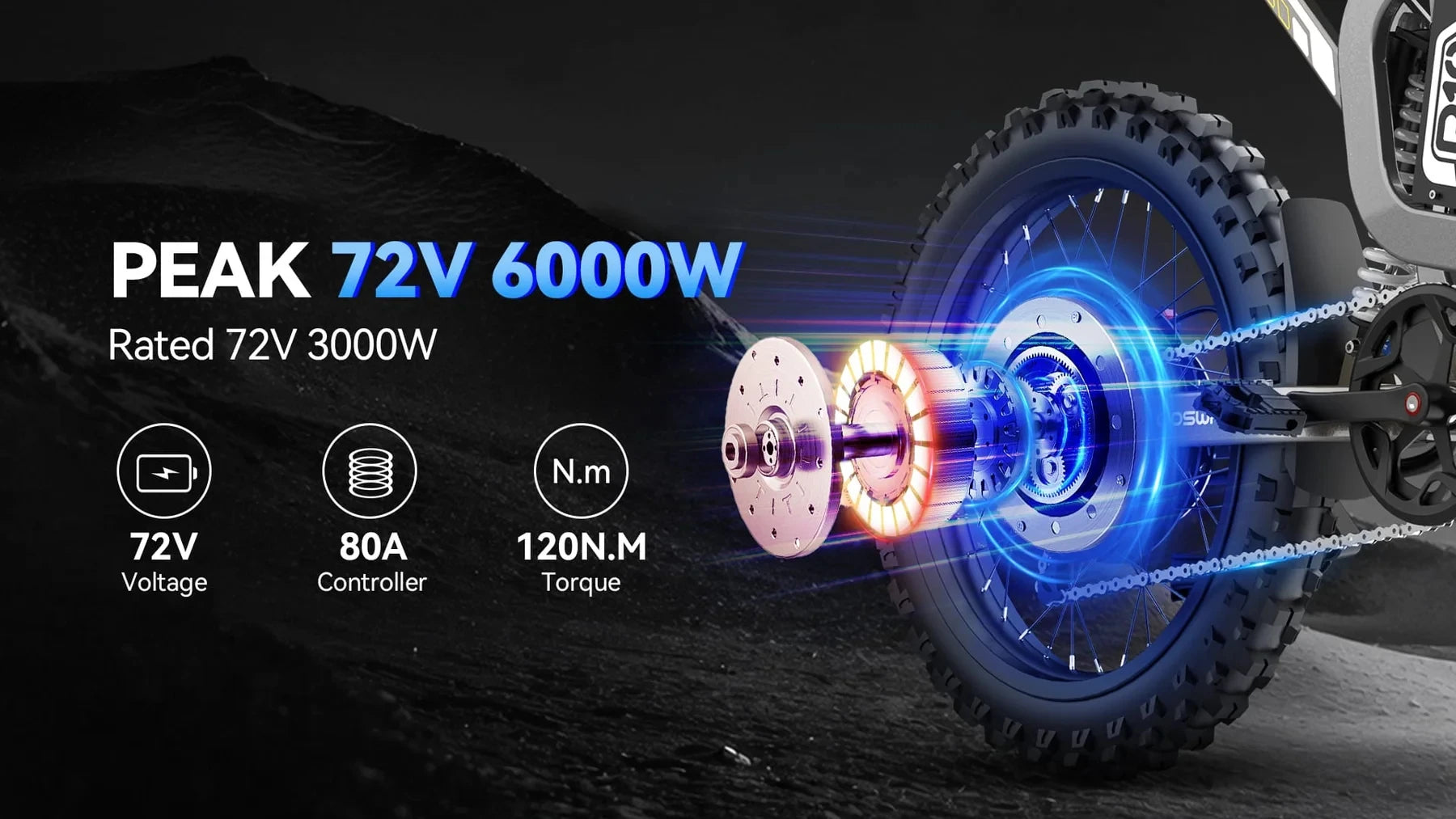 Coswheel R19 Electric Bike 6000W Motorcycles 72V 40AH Battery Dirt Mountain Bike Lightweight Off-Road EBike For Adult