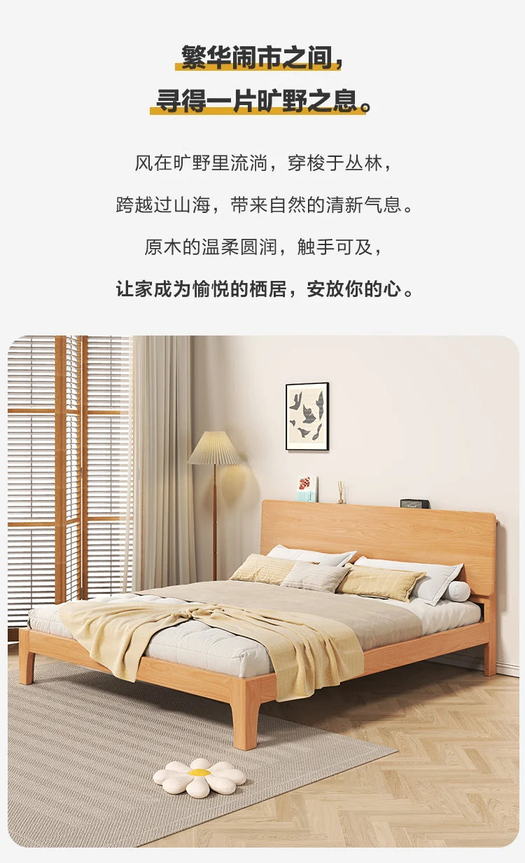Elegant Storage Double Bed Frame Wood Platform Modern Twin Queen Bed Frame Full Size Nightstands Cama Moderno Lujo Furniture