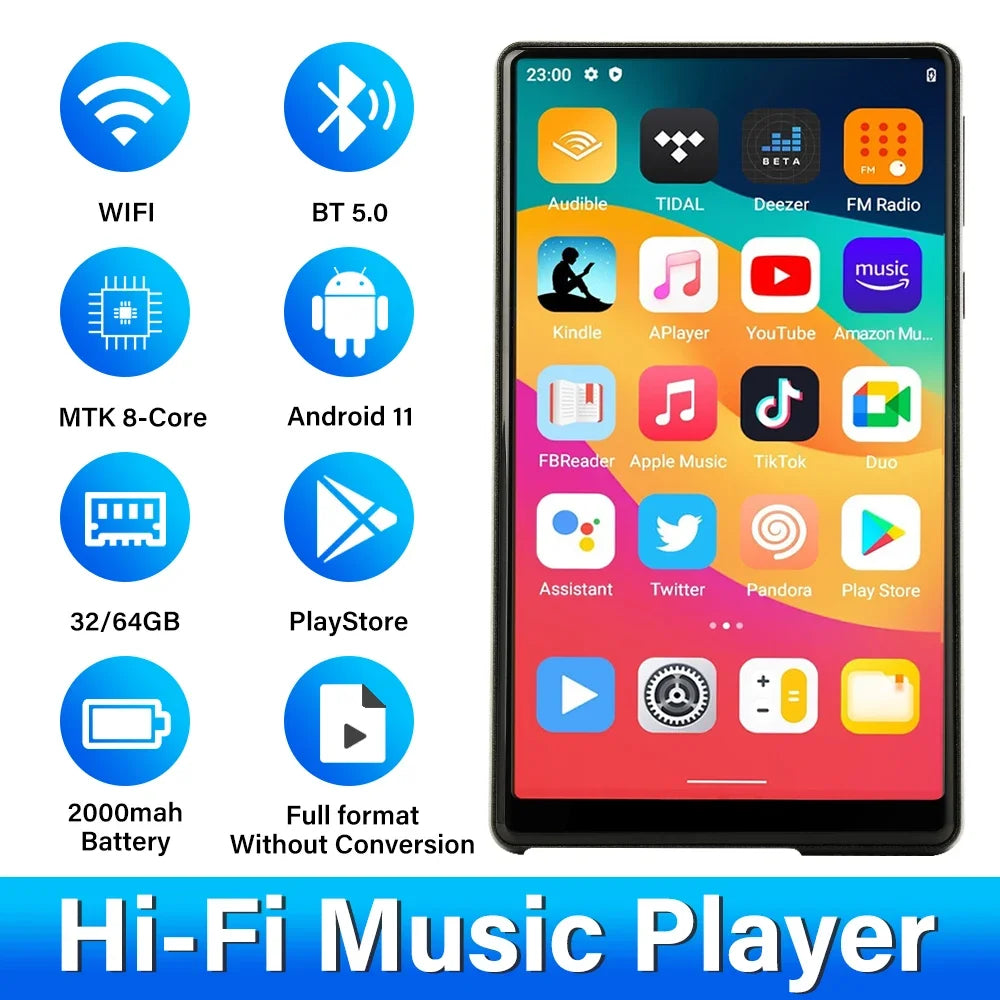 128GB Camera Mp4 Player Bluetooth Wifi Android Touch Screen Hifi Sound Music Recorder Video Mp3 Mp4 Player With Speaker FM Radio