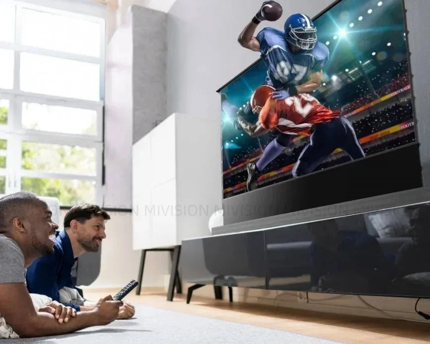 Motorized Fresnel ALR Floor Rising Projector Screen for Standard/Long Throw Projector, 8K Floor Stand Screen for Home Theater