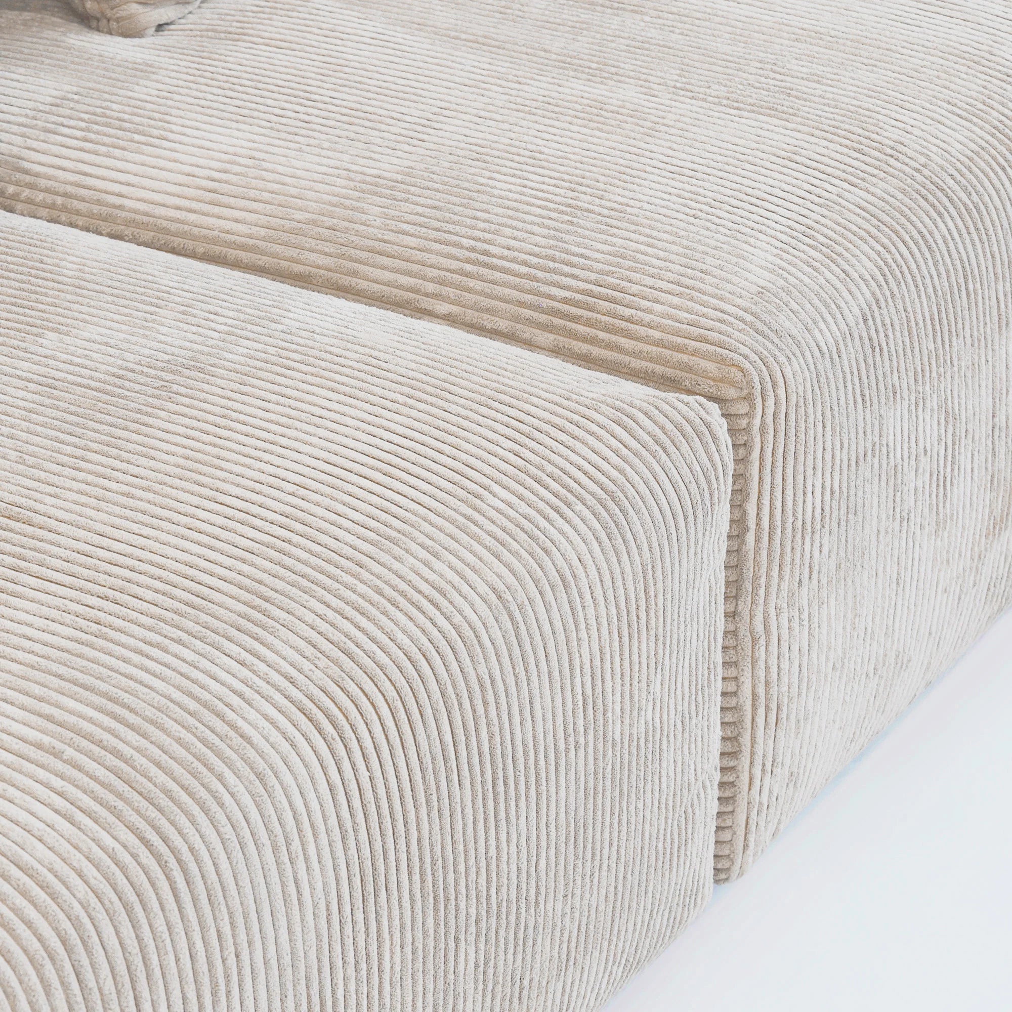 Sdorens 141.73'' L Shape Sectional Sofa Corduroy Fabric Couches Oversized 3 Seater Couch with 1 Ottomans for Living Room Set