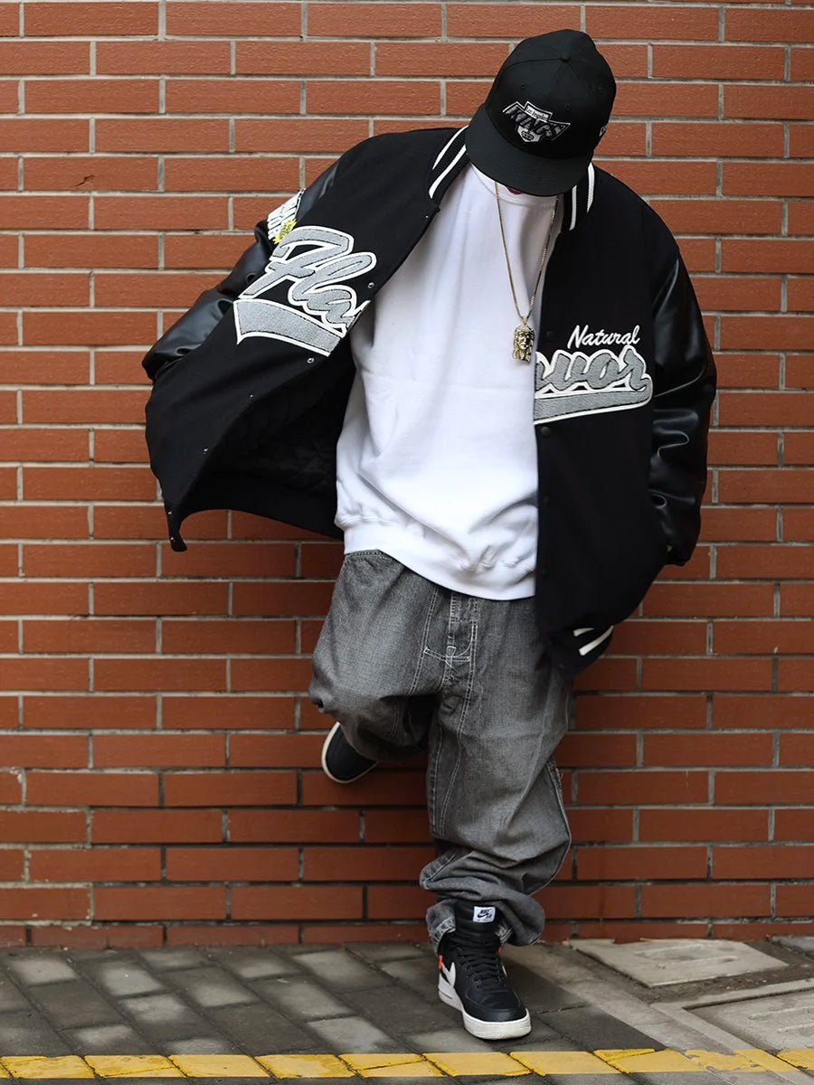 ACUSA Sports 0th Anniversary Baseball Jaet Loose Fit Hip Hop Sle Youth Casual Cotton Woolen Coat Printed Design