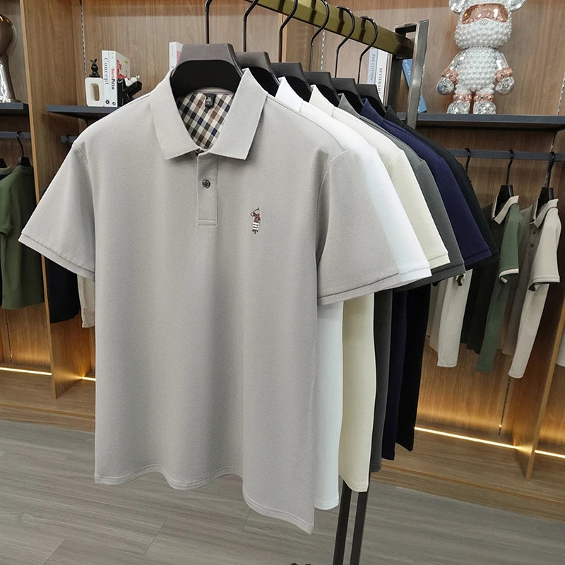 Designer luxury brand short sleeve polo shirt men summer trend striped hot selling Paul embroidery business casual golf T-shirt