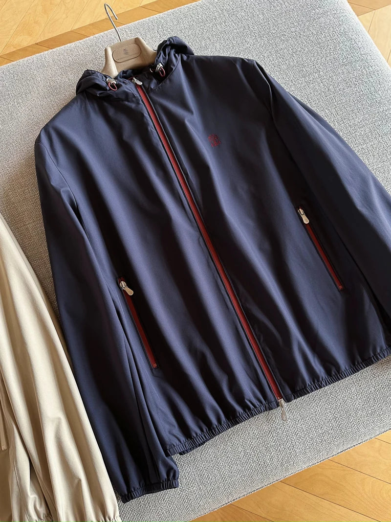 ALIN BC Top Line Microfiber Lightweight Tech Fabric Casual Men's Hooded Spring Autumn Jacket Outerwear Standard Fit Long Sleeve