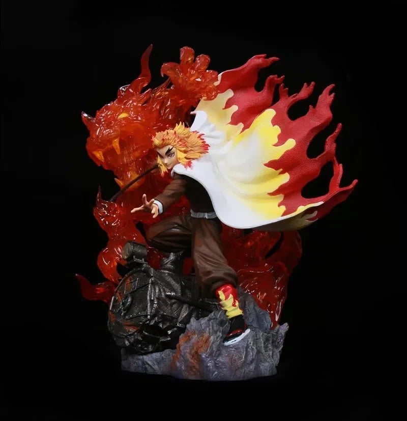 39cm Demon Slayer Rengoku Kyoujurou Action Figure Flame Breathing Light-Up Statue PVC Anime Character Collection Model Fan Gift