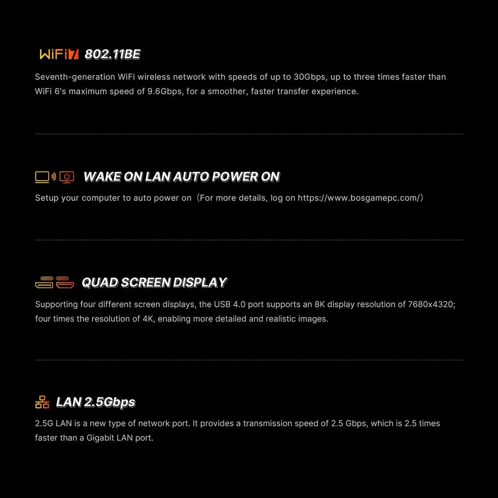 Bosgame M5 AI Mini PC AMD Ryzen AI Max+ 395 LPDDR5X 128GB 8000MHz 2*M.2 2280 SSD 2.5GbE WiFi7 BT5.2 USB4 Mini Gaming Computer