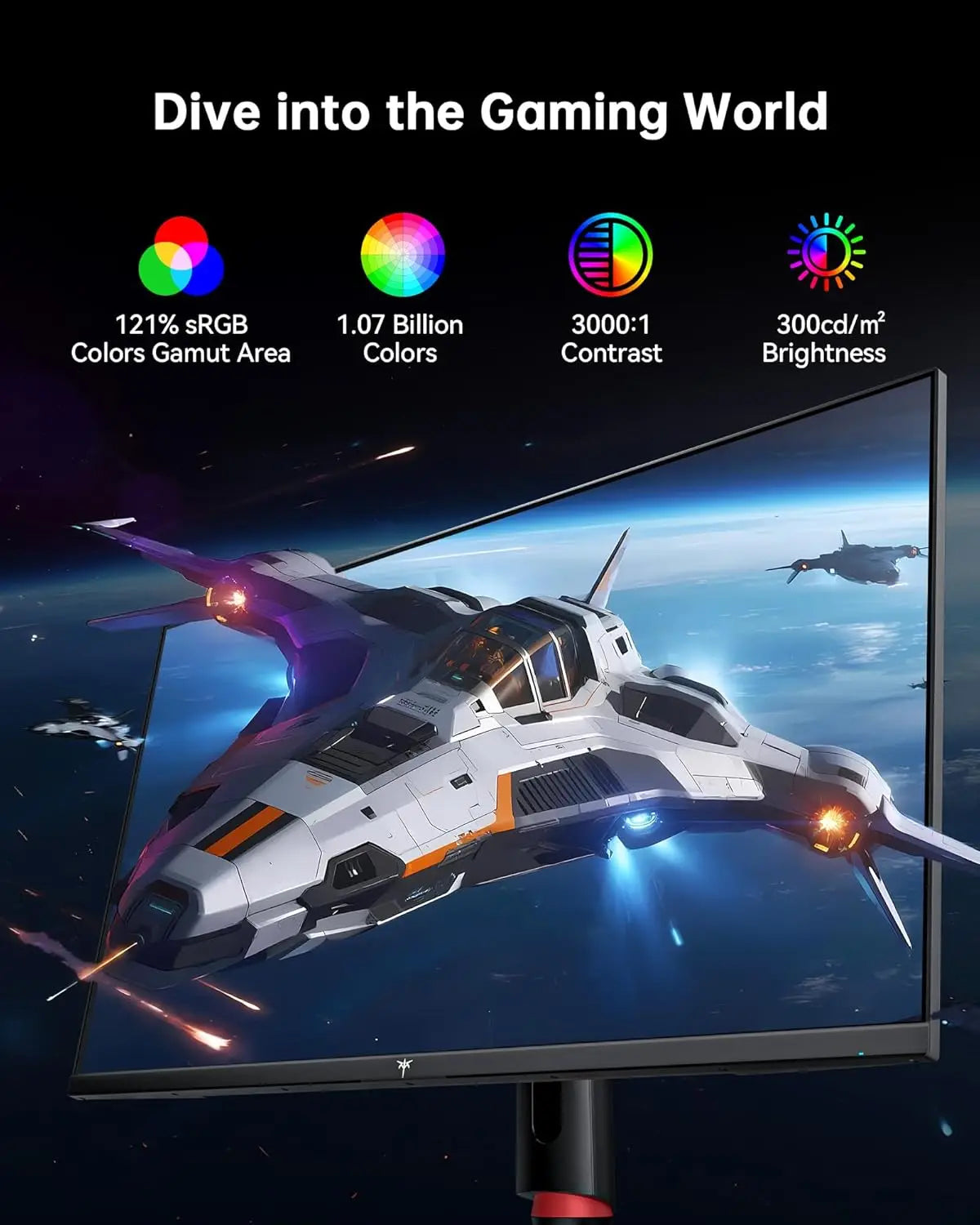 32 Inch 4K Gaming Monitor, 165Hz UHD (3840x2160P) Fast IPS Screen, 1ms (MPRT), Adaptive Sync, 3000:1 Contras