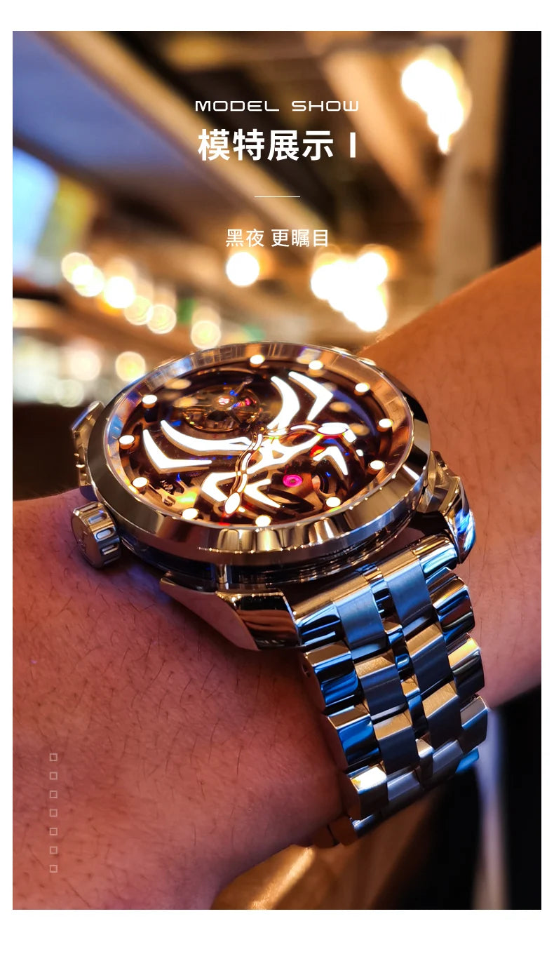 IDEAL KNIGHT 6802 Tourbillon Hollow Men Automatic Mechanical Watch Limited Edition Spider Dial HD Night Light Men Original Watch