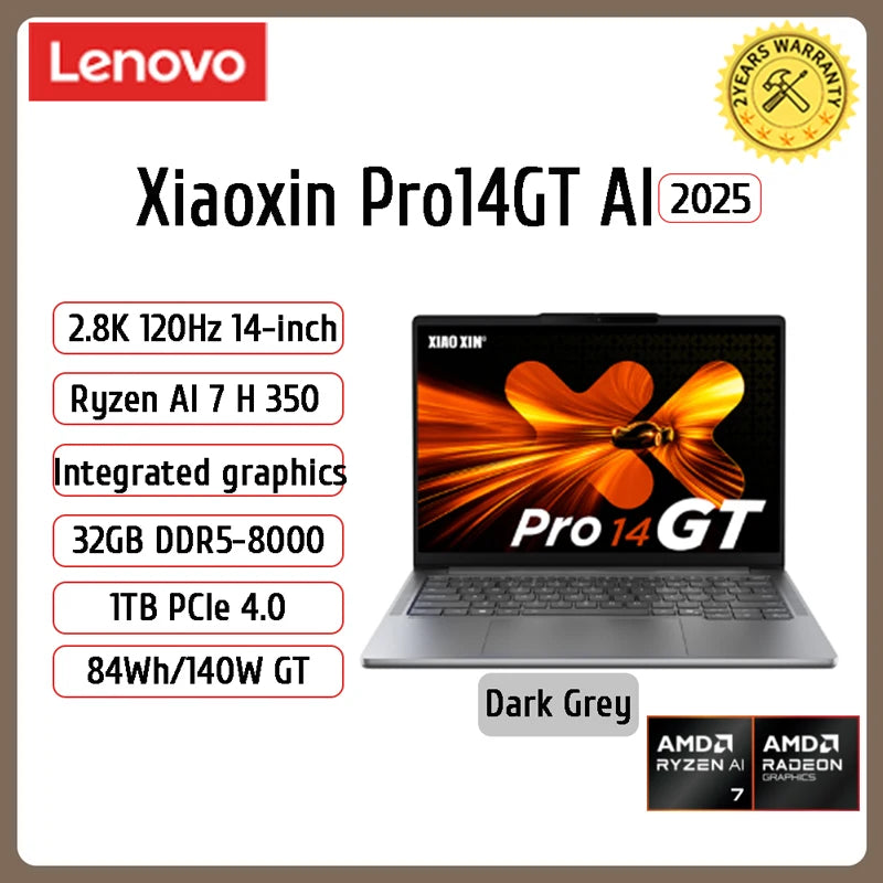 【2025 New】Lenovo Xiaoxin Pro 14 GT AI7-350/860M AI9-365/880M 32G+1TB 14inch 2.8K 120Hz OLED Screen
