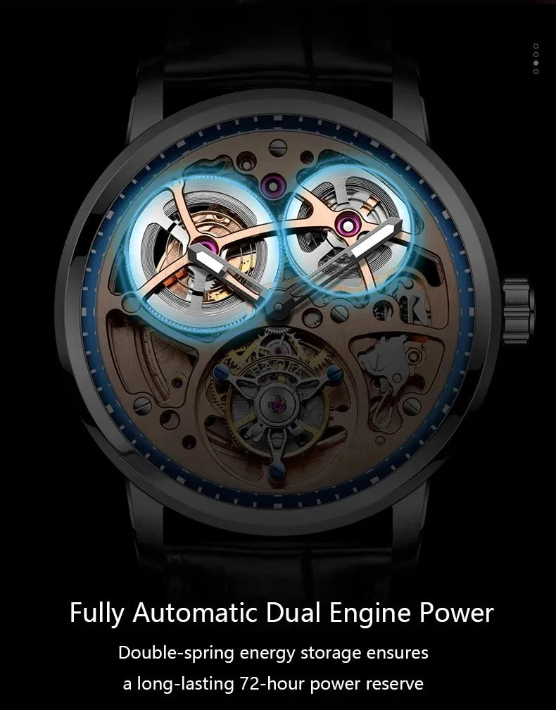 Haofa Skeleton Automatic Tourbillon Movement Men Watches 1931 Sapphire Tourbillon Mechanical Business Luxury Man Watch Hollow