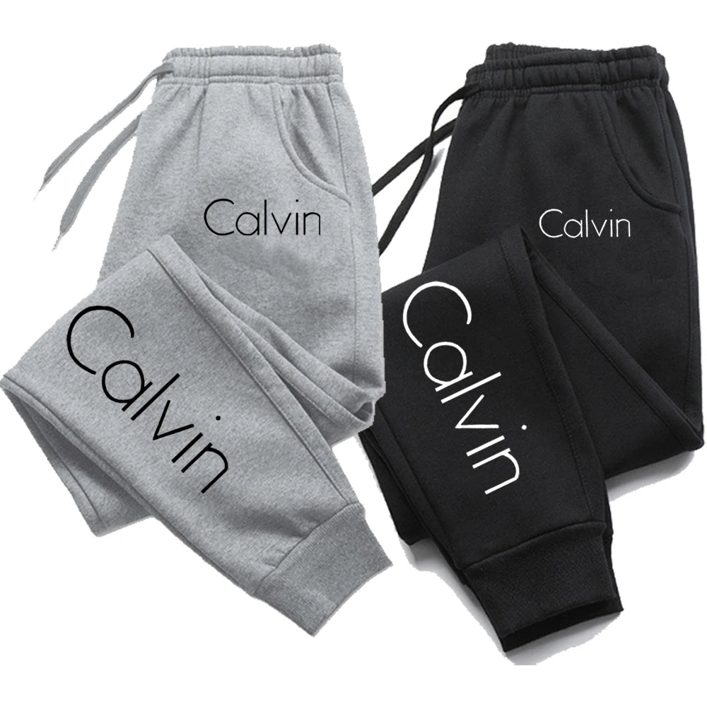 Casual Printed Sports Running Trousers Men Women Autumn Drawstring Long Pants Fitness Solid Sweatpants Unisex Gym Wear