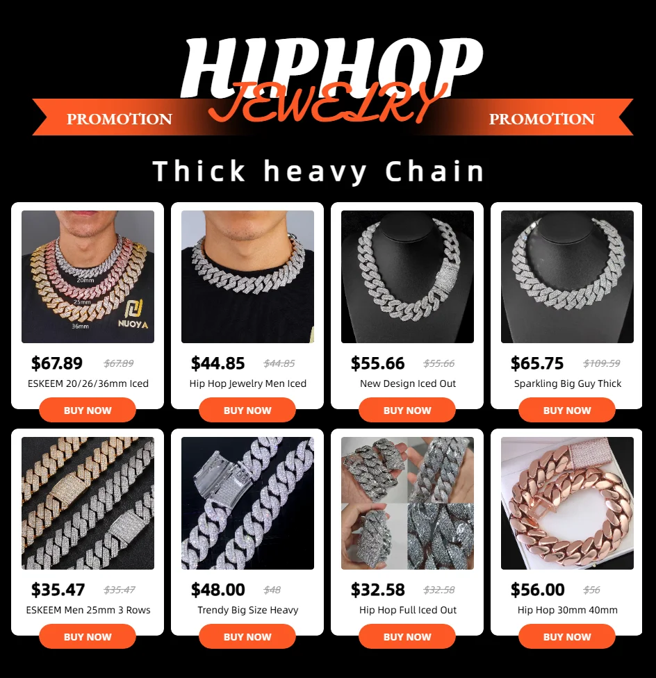 Hip Hop Jewelry Men Iced Out Chains Big Heavy 25mm Six Rows Cz Stone Cuban Link Chain High Quality Bling Necklace ﻿