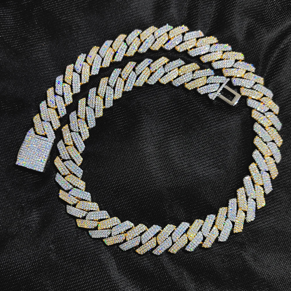Hip Hop Jewelry 20mm Thick Cuban Link Chain Crystal Miami Gold Silver Two Color Iced Out CZ Cuban Chain Necklace