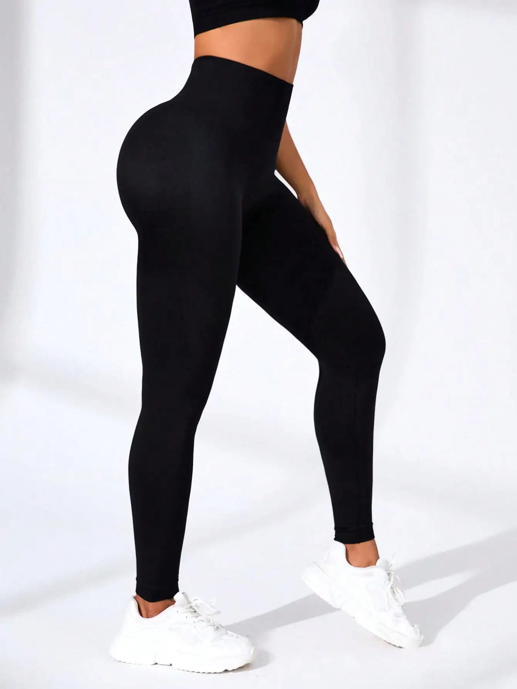 European and American Seamless Yoga Leggings with Waistband Lettering, Butt-Lifting, Quick-Dry Women's Breathable Tights for Pea