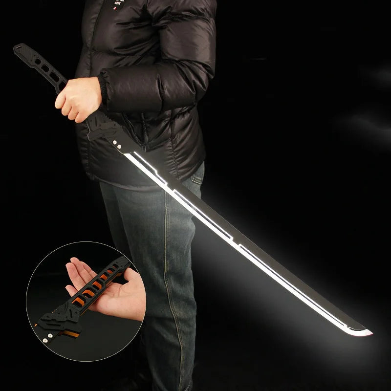 80/108cm Cyberpunk Katana Acrylic Luminous Sword Knife Anime Cosplay Prop Real Size Japanese Katana Samurai Sword Sabre Kid Toy
