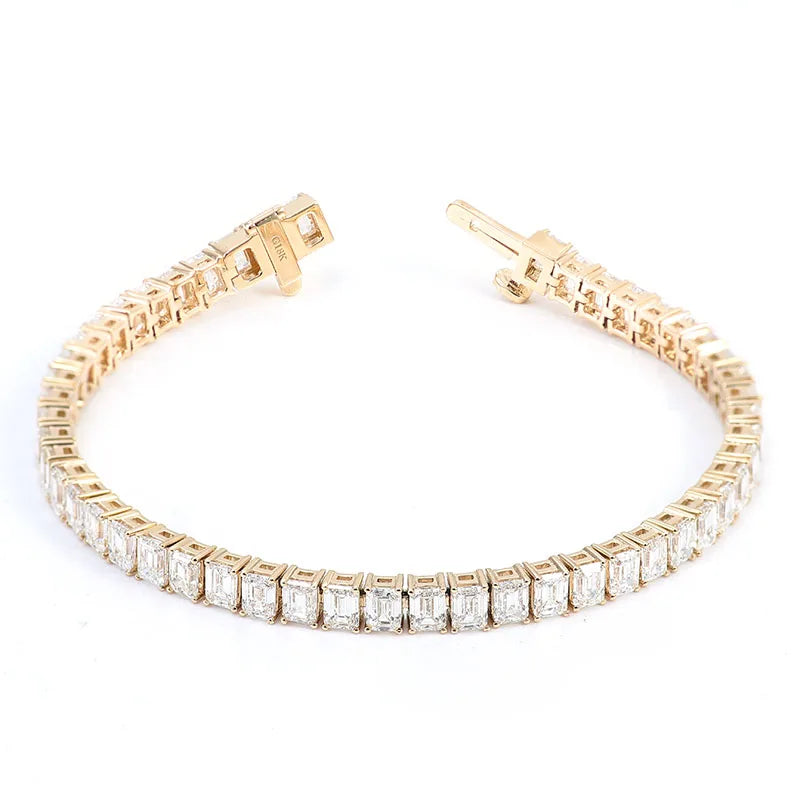 Provence Trendy vintage Tennis Bracelet Women Men 6.5In 14K Yellow Gold Emerald cut DEF/VS Lab Diamonds Luxury Bangles Custom