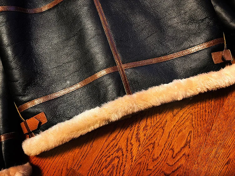 Sheepskin Suit Men's Lambskin Genuine Leather Overcoat Motorcycle Short Leather Fur Coat