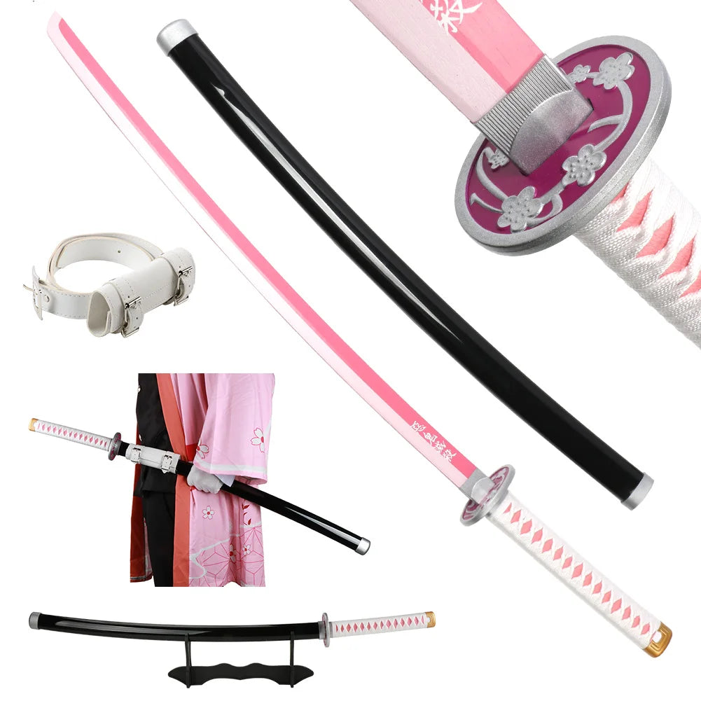 41 inch Anime Cosplay Samurai Katana Sword With Belt And Holder Tanjiro Halloween Cosplay Props Decoration