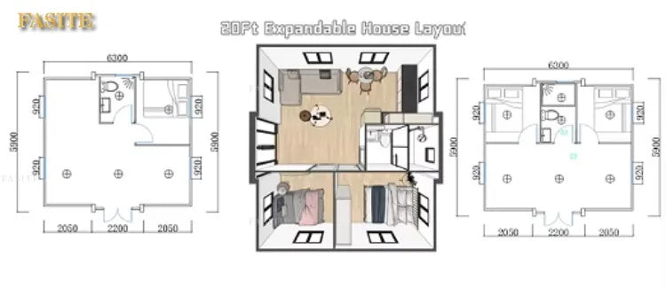 20ft 40ft 2 3 Bedroom Prefab Shipping Container Homes Prebuilt Container House Eco Friendly Solar Powered Compact Customizable