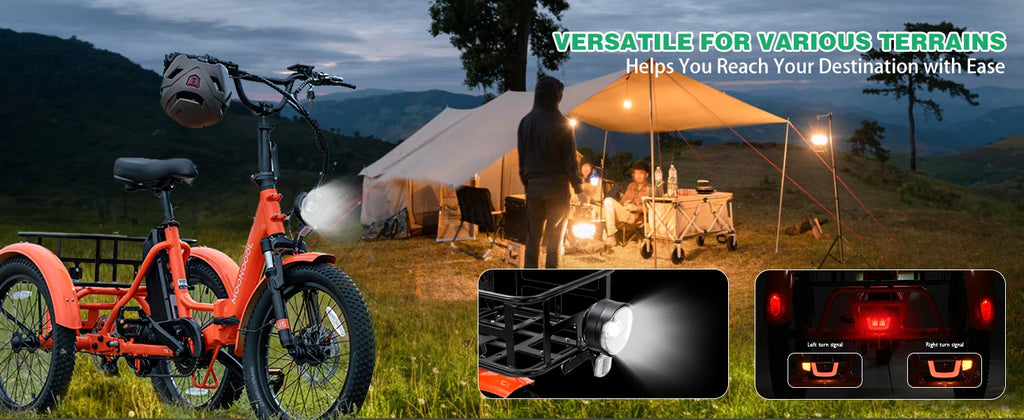 Folding Electric Tricycle for Adults 20" Fat Tire Electric Trike E-Bike
