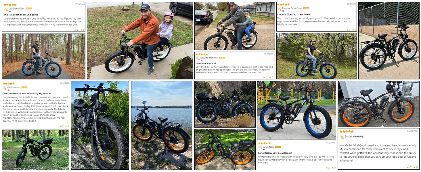 26 Dual Motor Electric Bike for Adults, 5000W Peak 210NM 40-46MPH Fast E-Bike, 52V 25AH Motorcycle, 32-90 Miles, 26