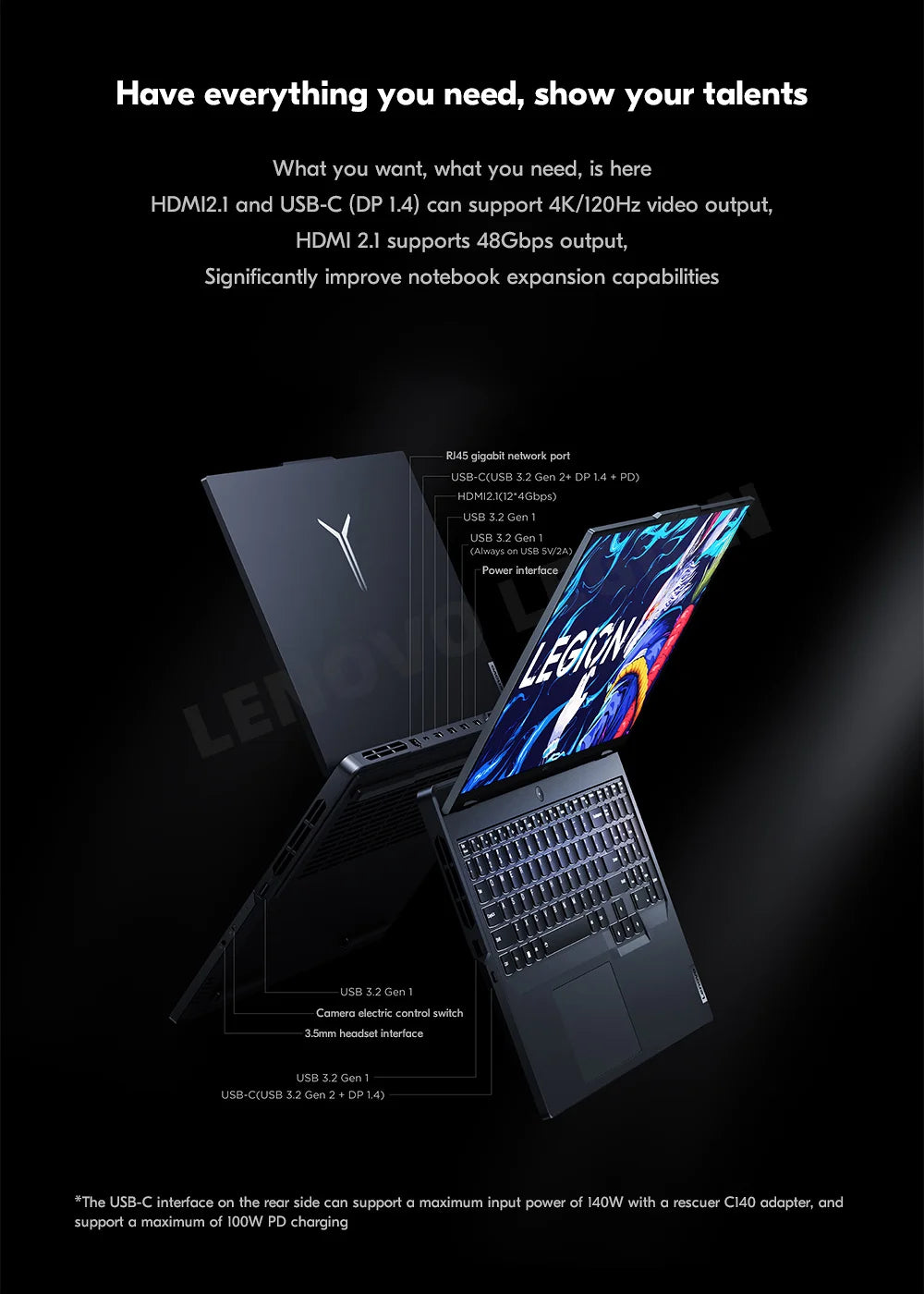 Lenovo Legion Y9000P Gaming Laptop 13th Intel Core I9-13900HX 16G 1TB SSD RTX4060/RTX4070 16 inches 240Hz 2023 Notebook PC